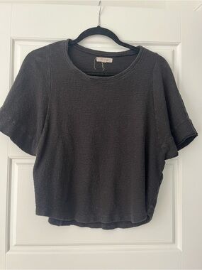 Madewell Black Short-Sleeve Boxy Crew Top